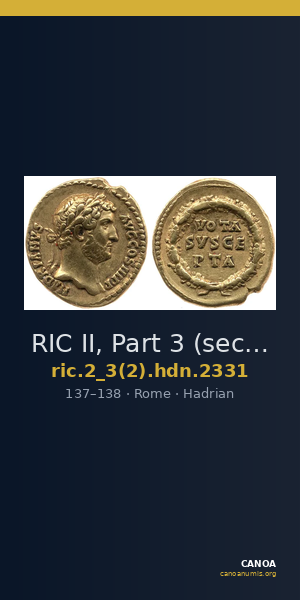 RIC II, Part 3 (second edition) Hadrian 2331 — CANOA