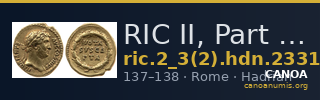 RIC II, Part 3 (second edition) Hadrian 2331 — CANOA