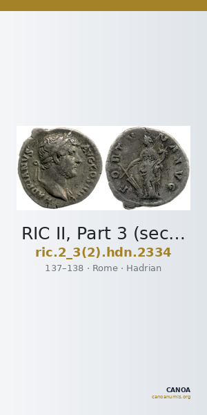 RIC II, Part 3 (second edition) Hadrian 2334 — CANOA