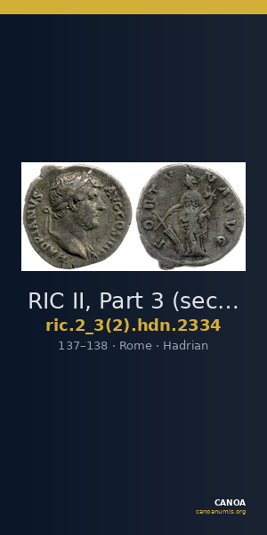 RIC II, Part 3 (second edition) Hadrian 2334 — CANOA
