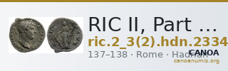 RIC II, Part 3 (second edition) Hadrian 2334 — CANOA