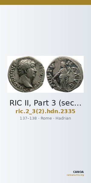 RIC II, Part 3 (second edition) Hadrian 2335 — CANOA