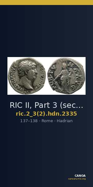 RIC II, Part 3 (second edition) Hadrian 2335 — CANOA