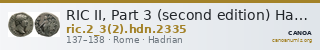 RIC II, Part 3 (second edition) Hadrian 2335 — CANOA