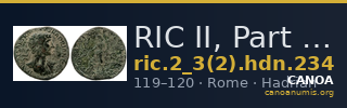 RIC II, Part 3 (second edition) Hadrian 234 — CANOA