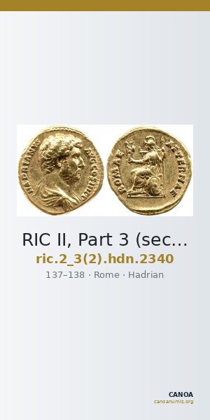 RIC II, Part 3 (second edition) Hadrian 2340 — CANOA