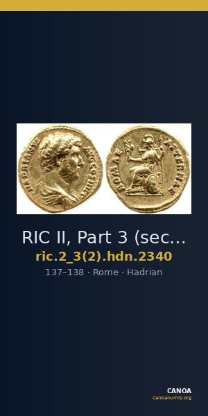 RIC II, Part 3 (second edition) Hadrian 2340 — CANOA