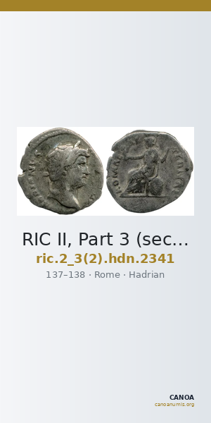 RIC II, Part 3 (second edition) Hadrian 2341 — CANOA
