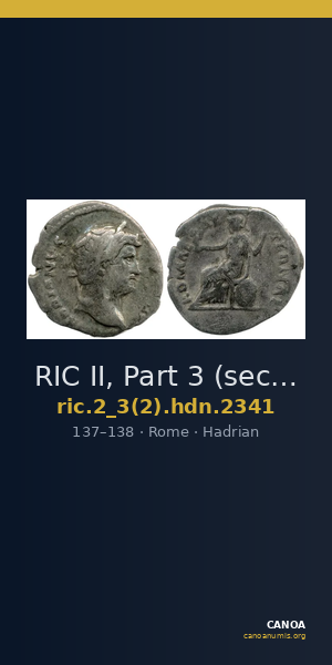 RIC II, Part 3 (second edition) Hadrian 2341 — CANOA