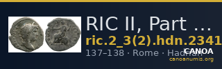 RIC II, Part 3 (second edition) Hadrian 2341 — CANOA