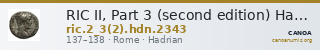 RIC II, Part 3 (second edition) Hadrian 2343 — CANOA