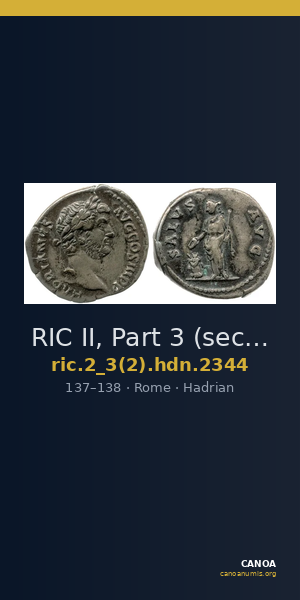 RIC II, Part 3 (second edition) Hadrian 2344 — CANOA