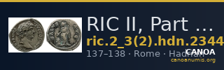 RIC II, Part 3 (second edition) Hadrian 2344 — CANOA