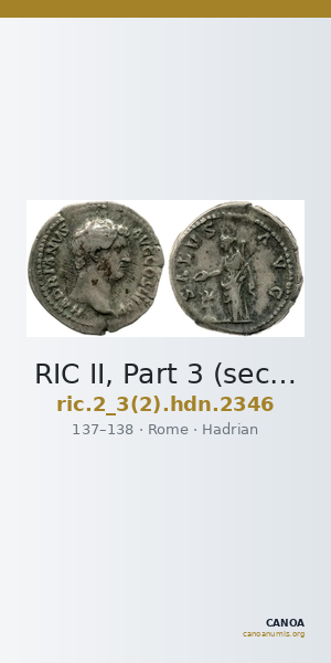 RIC II, Part 3 (second edition) Hadrian 2346 — CANOA