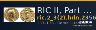 RIC II, Part 3 (second edition) Hadrian 2356 — CANOA