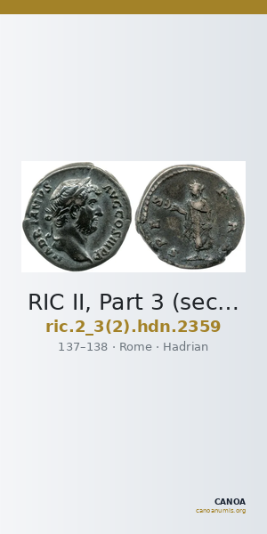 RIC II, Part 3 (second edition) Hadrian 2359 — CANOA