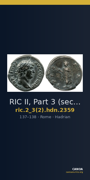 RIC II, Part 3 (second edition) Hadrian 2359 — CANOA