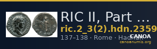 RIC II, Part 3 (second edition) Hadrian 2359 — CANOA