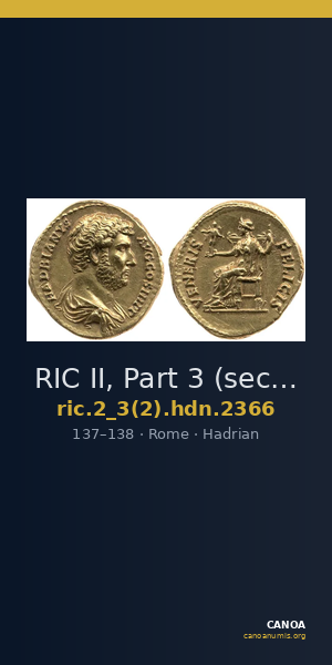 RIC II, Part 3 (second edition) Hadrian 2366 — CANOA
