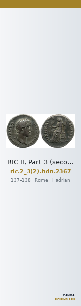 RIC II, Part 3 (second edition) Hadrian 2367 — CANOA