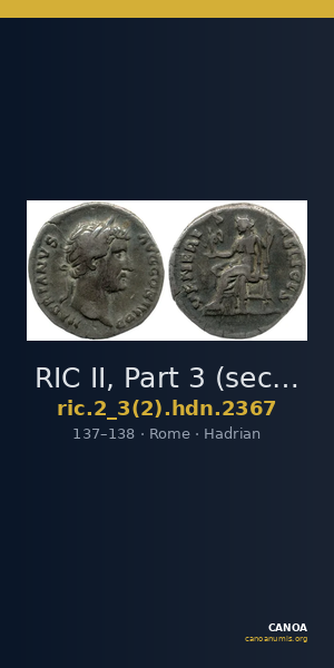 RIC II, Part 3 (second edition) Hadrian 2367 — CANOA