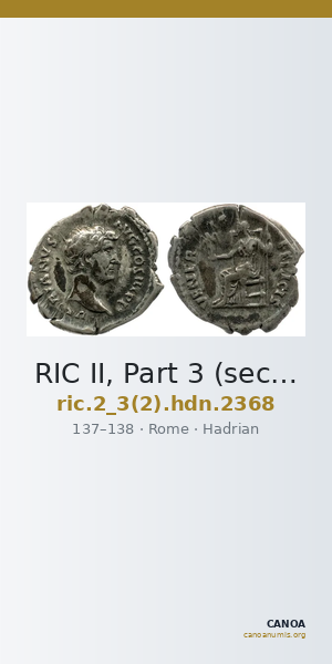 RIC II, Part 3 (second edition) Hadrian 2368 — CANOA