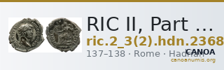 RIC II, Part 3 (second edition) Hadrian 2368 — CANOA