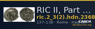 RIC II, Part 3 (second edition) Hadrian 2368 — CANOA