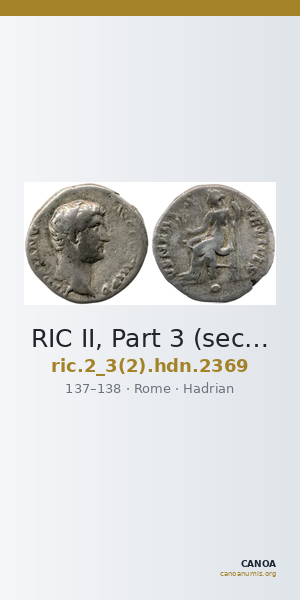 RIC II, Part 3 (second edition) Hadrian 2369 — CANOA
