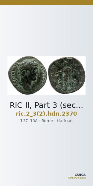 RIC II, Part 3 (second edition) Hadrian 2370 — CANOA
