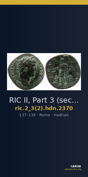 RIC II, Part 3 (second edition) Hadrian 2370 — CANOA