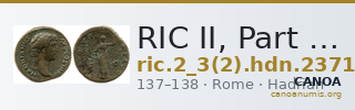 RIC II, Part 3 (second edition) Hadrian 2371 — CANOA