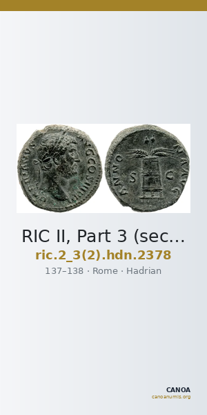 RIC II, Part 3 (second edition) Hadrian 2378 — CANOA