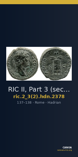 RIC II, Part 3 (second edition) Hadrian 2378 — CANOA