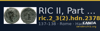 RIC II, Part 3 (second edition) Hadrian 2378 — CANOA