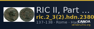 RIC II, Part 3 (second edition) Hadrian 2380 — CANOA