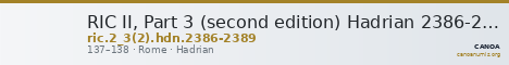 RIC II, Part 3 (second edition) Hadrian 2386-2389 — CANOA