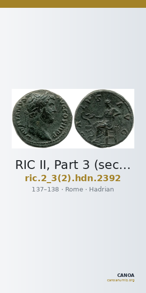 RIC II, Part 3 (second edition) Hadrian 2392 — CANOA