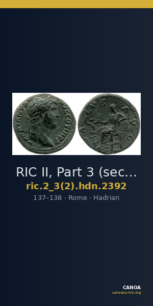 RIC II, Part 3 (second edition) Hadrian 2392 — CANOA
