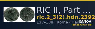 RIC II, Part 3 (second edition) Hadrian 2392 — CANOA