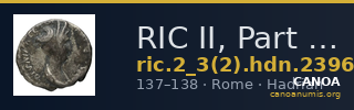 RIC II, Part 3 (second edition) Hadrian 2396 — CANOA