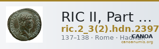 RIC II, Part 3 (second edition) Hadrian 2397 — CANOA