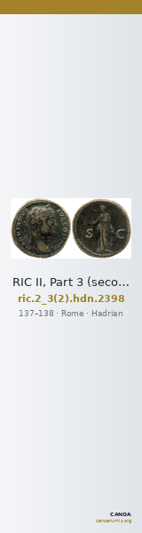RIC II, Part 3 (second edition) Hadrian 2398 — CANOA