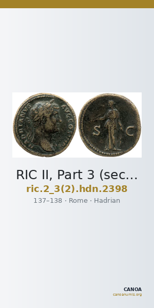 RIC II, Part 3 (second edition) Hadrian 2398 — CANOA