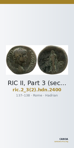 RIC II, Part 3 (second edition) Hadrian 2400 — CANOA