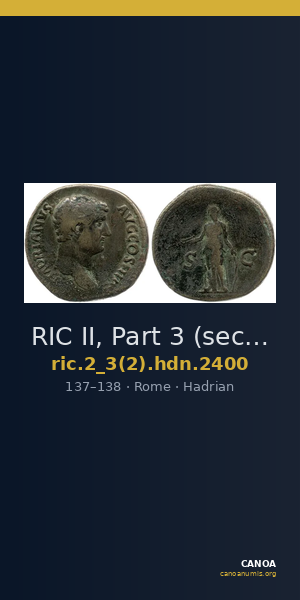 RIC II, Part 3 (second edition) Hadrian 2400 — CANOA