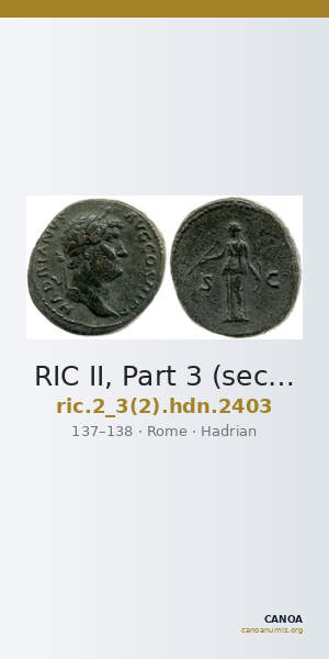RIC II, Part 3 (second edition) Hadrian 2403 — CANOA