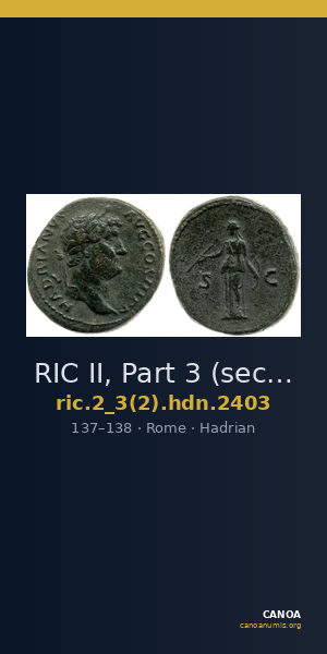 RIC II, Part 3 (second edition) Hadrian 2403 — CANOA