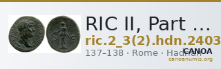 RIC II, Part 3 (second edition) Hadrian 2403 — CANOA