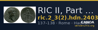 RIC II, Part 3 (second edition) Hadrian 2403 — CANOA